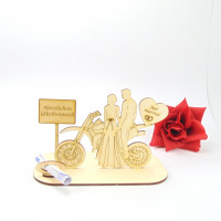 Hochzeitsgeschenk Brautpaar mit Cross und Ortsschild für Biker Geldgeschenk Personalisiert