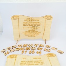 Spruchtafel Papierrolle Sonnenuhr für alle Geburtstage