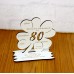 80. Geburtstag Geld-Gutschein-Geschenk - Kleeblatt weiß  mit Gravur "Wir wünschen dir ... "