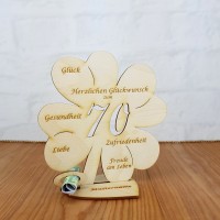 Geldgeschenk 70. Geburtstag Kleeblatt 11 cm oder 16 cm Personalisiert
