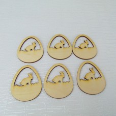 Anhänger Osterei  mit Hasensilhouette 70mm 6 Stück