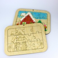 12-teiliges Puzzle Lebkuchenhaus 200mm mit Rahmen