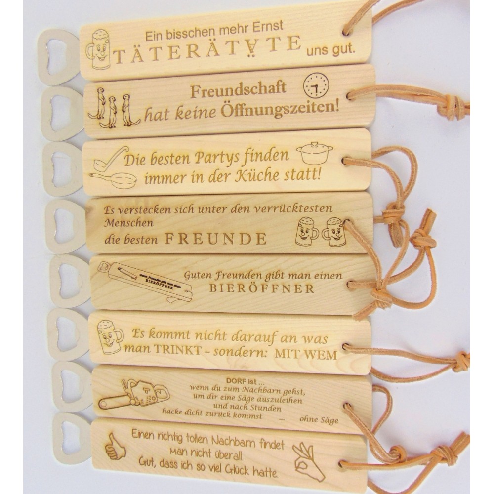 Flaschenöffner mit Spruch für Nachbarn und Freunde