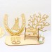 Personalisiertes Geldgeschenk zur Hochzeit aus Holz | Hufeisen Glücksbringer mit Brautpaar, Bank & Herzbaum