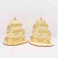 Torte 60 Jahre zur Diamantenen Hochzeit aus Holz