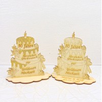 Torte 50 Jahre zur Goldenen Hochzeit aus Holz