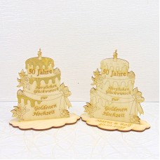 Torte 50 Jahre zur Goldenen Hochzeit aus Holz