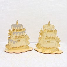Torte 25 Jahre zur Silberhochzeit aus Holz