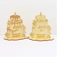 Torte 10 Jahre zur Hölzernen Hochzeit aus Holz