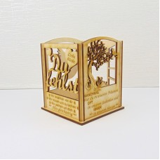 Windlicht Erinnerung aus Holz | Gedenklicht für Verstorbene | Trauerlicht mit Sprüchen | Geschenk zum Gedenken
